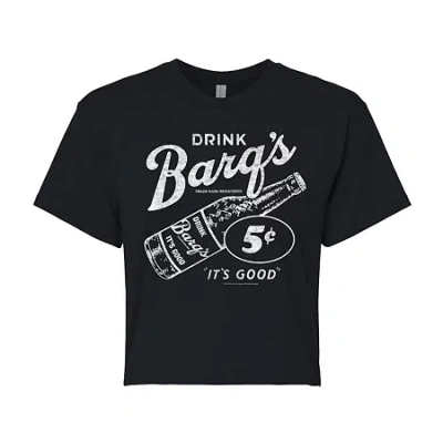 Novelty T-shirts Barq's Rootbeer Cropped Tee Womens Juniors Crew Neck Short Sleeve Regular Fit Graphic T-shirt In Black