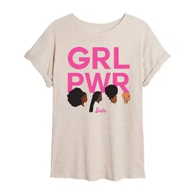 Novelty T-shirts Black History Month Girl Pwr Tee Womens Juniors Scoop Neck Short Sleeve Regular Fit Barbie Graphic T In Sand