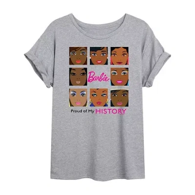 Novelty T-shirts Black History Month Proud Of My History Tee Womens Juniors Scoop Neck Short Sleeve Regular Fit Barbi In Gray