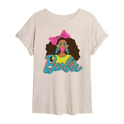 Novelty T-shirts Black History Month Womens Juniors Scoop Neck Short Sleeve Regular Fit Barbie Graphic T-shirt In Sand