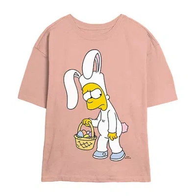 Novelty T-shirts Bunny Bart Tee Womens Juniors Crew Neck Short Sleeve Regular Fit The Simpsons Graphic T-shirt In Yellow