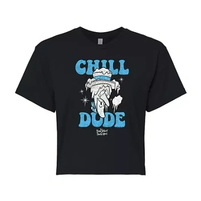 Novelty T-shirts Chill Dude Cropped Tee Womens Crew Neck Short Sleeve Graphic T-shirt In Black