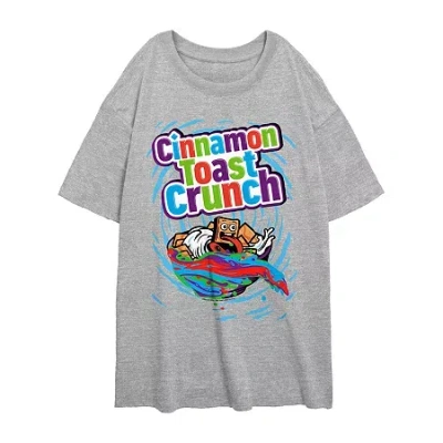 Novelty T-shirts Cinnamon Toast Crunch Tee Womens Juniors Crew Neck Short Sleeve Regular Fit Graphic T-shirt In Gray