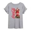Novelty T-shirts Coca-cola Santa Tee Womens Juniors Crew Neck Short Sleeve Regular Fit Graphic T-shirt In Gray