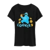 Novelty T-shirts Cookie Monster Womens Juniors Crew Neck Short Sleeve Regular Fit Sesame Street Graphic T-shirt In Blue