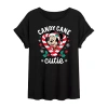 Novelty T-shirts Disney Candy Cane Cutie Tee Womens Juniors Crew Neck Short Sleeve Regular Fit Minnie Mouse Graphic T In Black