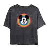 Novelty T-shirts Disney Cropped Tee Womens Juniors Crew Neck Short Sleeve Regular Fit Mickey And Friends Mickey Mouse In Gray