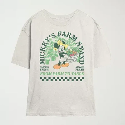 Novelty T-shirts Disney Mickey Mouse Farm Stand Tee Womens Juniors Crew Neck Short Sleeve Mickey Mouse Graphic T-shir In Multi