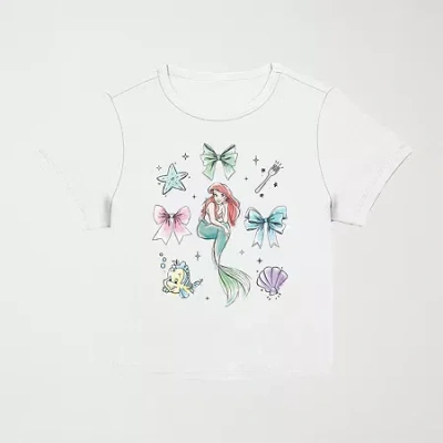 Novelty T-shirts Disney Princess Ariel Baby Tee Womens Juniors Crew Neck Short Sleeve Ariel Princess Graphic T-shirt In Sand