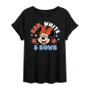 Novelty T-shirts Disney Red White And Bows Womens Juniors Crew Neck Short Sleeve Oversized Mickey And Friends Minnie  In Black