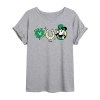 Novelty T-shirts Disney Shamrock And Luck Tee Womens Juniors Crew Neck Short Sleeve Regular Fit Mickey And Friends Gr In Gray