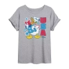 Novelty T-shirts Disney Usa Womens Juniors Crew Neck Short Sleeve Oversized Donald Duck Mickey And Friends Graphic T- In Gray