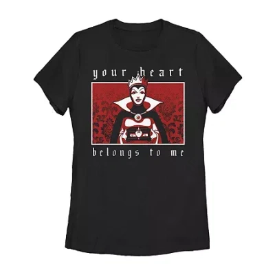 Novelty T-shirts Disney Villians Your Heart Belongs To Me Tee Womens Juniors Crew Neck Short Sleeve Regular Fit Evil  In Black