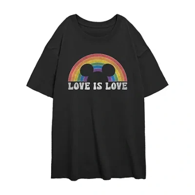 Novelty T-shirts Disney Womens Juniors Crew Neck Short Sleeve Regular Fit Mickey And Friends Mickey Mouse Graphic T-s In Black