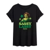 Novelty T-shirts Dreamworks Shrek Sassy Lassy Fiona Tee Womens Juniors Scoop Neck Short Sleeve Regular Fit Graphic T- In Black