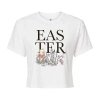 Novelty T-shirts Easter Cropped Tee Womens Juniors Crew Neck Short Sleeve Boxy Fit Winnie The Pooh Graphic T-shirt In White