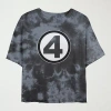 Novelty T-shirts Fantastic 4 Cropped Tee Womens Juniors Crew Neck Short Sleeve Graphic T-shirt In Black