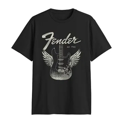 Novelty T-shirts Fender Mens Crew Neck Short Sleeve Regular Fit Big And Tall Graphic T-shirt In Black