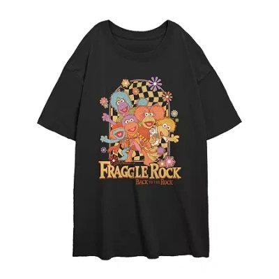 Novelty T-shirts Fraggle Rock Tee Womens Juniors Crew Neck Short Sleeve Regular Fit Graphic T-shirt In Black