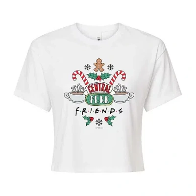 Novelty T-shirts Friends Cropped Tee Womens Crew Neck Short Sleeve Friends Graphic T-shirt In White