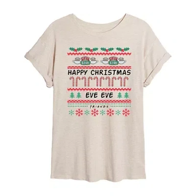Novelty T-shirts Friends Merry Christmas Eve Eve Tee Womens Crew Neck Short Sleeve Friends Graphic T-shirt In Sand
