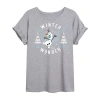 Novelty T-shirts Frozen Olaf Winter Wonder Womens Crew Neck Short Sleeve Frozen Graphic T-shirt In Gray
