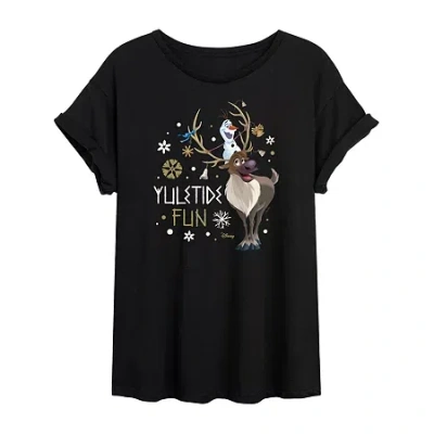 Novelty T-shirts Frozen Sven Yulletide Fun Tee Womens Crew Neck Short Sleeve Frozen Graphic T-shirt In Black