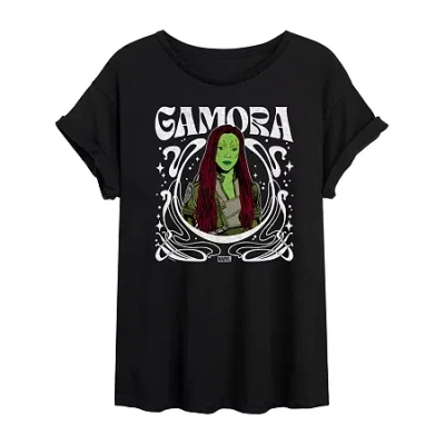 Novelty T-shirts Gamora Womens Juniors Crew Neck Short Sleeve Regular Fit Guardians Of The Galaxy Marvel Graphic T-sh In Black