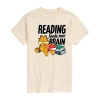 Novelty T-shirts Garfield Reading Feeds The Brain Tee Womens Juniors Crew Neck Short Sleeve Regular Fit Garfield Grap In White