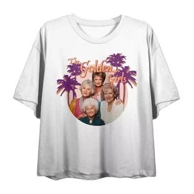 Novelty T-shirts Golden Girls Cropped Tee Womens Juniors Crew Neck Short Sleeve Loose Fit Graphic T-shirt In White