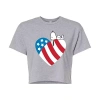 Novelty T-shirts Heart Flag Cropped Womens Juniors Crew Neck Short Sleeve Regular Fit Peanuts Snoopy Graphic T-shirt In Gray
