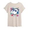 Novelty T-shirts Heart Glasses Womens Juniors Crew Neck Short Sleeve Oversized Peanuts Snoopy Graphic T-shirt In Neutral