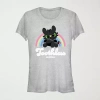 Novelty T-shirts How To Train Your Dragon Toothless Rainbow Tee Womens Juniors Crew Neck Short Sleeve Graphic T-shirt In Gray