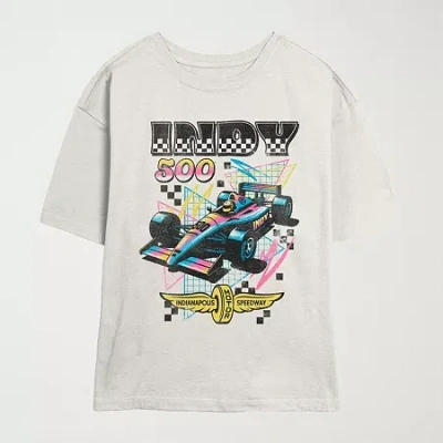 Novelty T-shirts Indy 500 Tee Womens Juniors Crew Neck Short Sleeve Graphic T-shirt In Sand