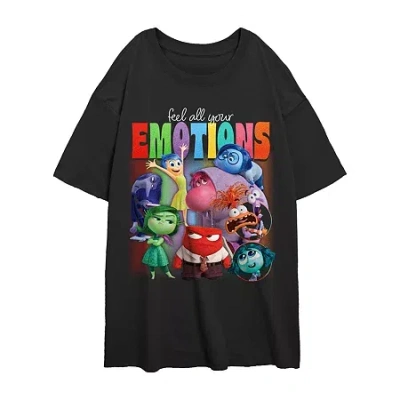 Novelty T-shirts Inside Out 2 Feel Your Emotions Oversized Tee Womens Juniors Crew Neck Short Sleeve Oversized Inside In Black