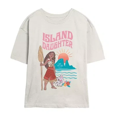 Novelty T-shirts Island Daughter Tee Womens Juniors Crew Neck Short Sleeve Regular Fit Princess Moana Graphic T-shirt In White