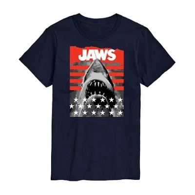 Novelty T-shirts Jaws Mens Crew Neck Short Sleeve Regular Fit Graphic T-shirt In Blue