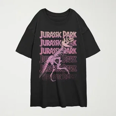 Novelty T-shirts Jurassic Park Tee Womens Juniors Crew Neck Short Sleeve Jurassic World Graphic T-shirt In Black