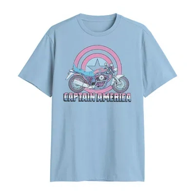 Novelty T-shirts Mens Crew Neck Short Sleeve Classic Fit Captain America Big And Tall Graphic T-shirt In Blue