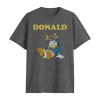 Novelty T-shirts Mens Crew Neck Short Sleeve Classic Fit Donald Duck Big And Tall Graphic T-shirt In Gray