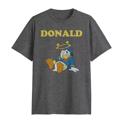 Novelty T-shirts Mens Crew Neck Short Sleeve Classic Fit Donald Duck Big And Tall Graphic T-shirt In Gray