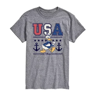 Novelty T-shirts Mens Crew Neck Short Sleeve Classic Fit Donald Duck Big And Tall Graphic T-shirt In Gray