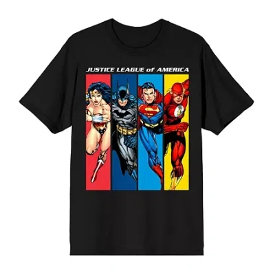 Novelty T-shirts Mens Crew Neck Short Sleeve Classic Fit Justice League Big And Tall Graphic T-shirt In Black