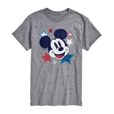 Novelty T-shirts Mens Crew Neck Short Sleeve Classic Fit Mickey Mouse Big And Tall Graphic T-shirt In Gray