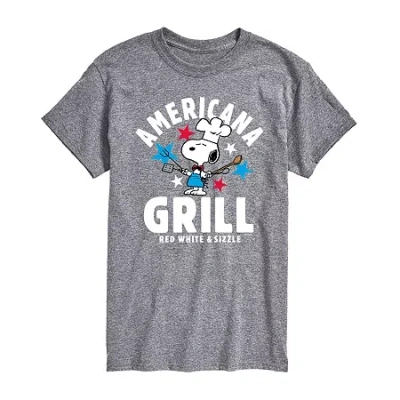 Novelty T-shirts Mens Crew Neck Short Sleeve Classic Fit Peanuts Snoopy Big And Tall Graphic T-shirt In Gray