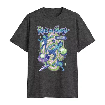 Novelty T-shirts Mens Crew Neck Short Sleeve Classic Fit Rick And Morty Big And Tall Graphic T-shirt In Black