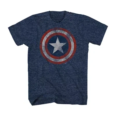 Novelty T-shirts Mens Crew Neck Short Sleeve Regular Fit Captain America Big And Tall Graphic T-shirt In Blue