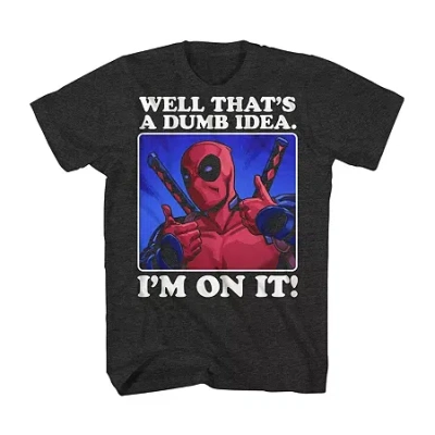 Novelty T-shirts Mens Crew Neck Short Sleeve Regular Fit Deadpool Big And Tall Graphic T-shirt In Black