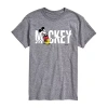 Novelty T-shirts Mens Crew Neck Short Sleeve Regular Fit Mickey Mouse Big And Tall Graphic T-shirt In Gray