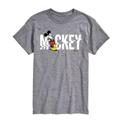 Novelty T-shirts Mens Crew Neck Short Sleeve Regular Fit Mickey Mouse Big And Tall Graphic T-shirt In Gray